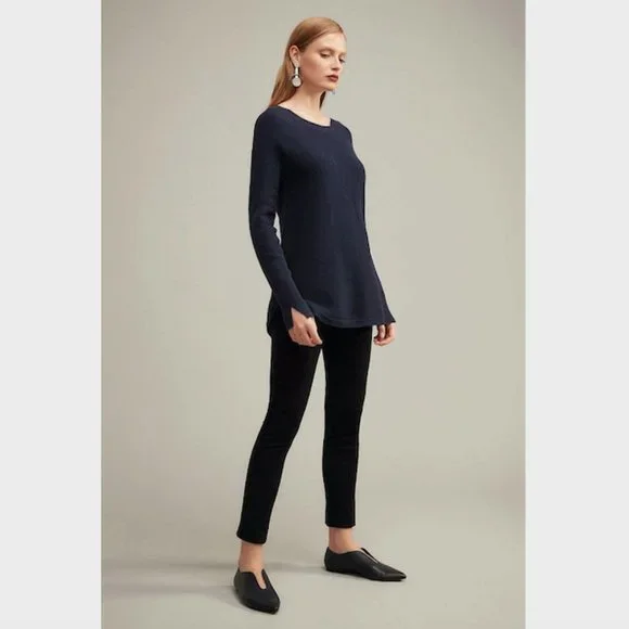 SOLD Witchery Blue Raglan Sleeve Knit Jumper Size S Cotton Wool Cashmere Long - Picture 4 of 11